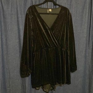 H&M black velvet and glitter romper- size XL